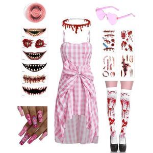 💗🧟‍♀️ 8PCS Zombie Barbie Costume Halloween Bundle Set SIZES M, L, XL NEW
